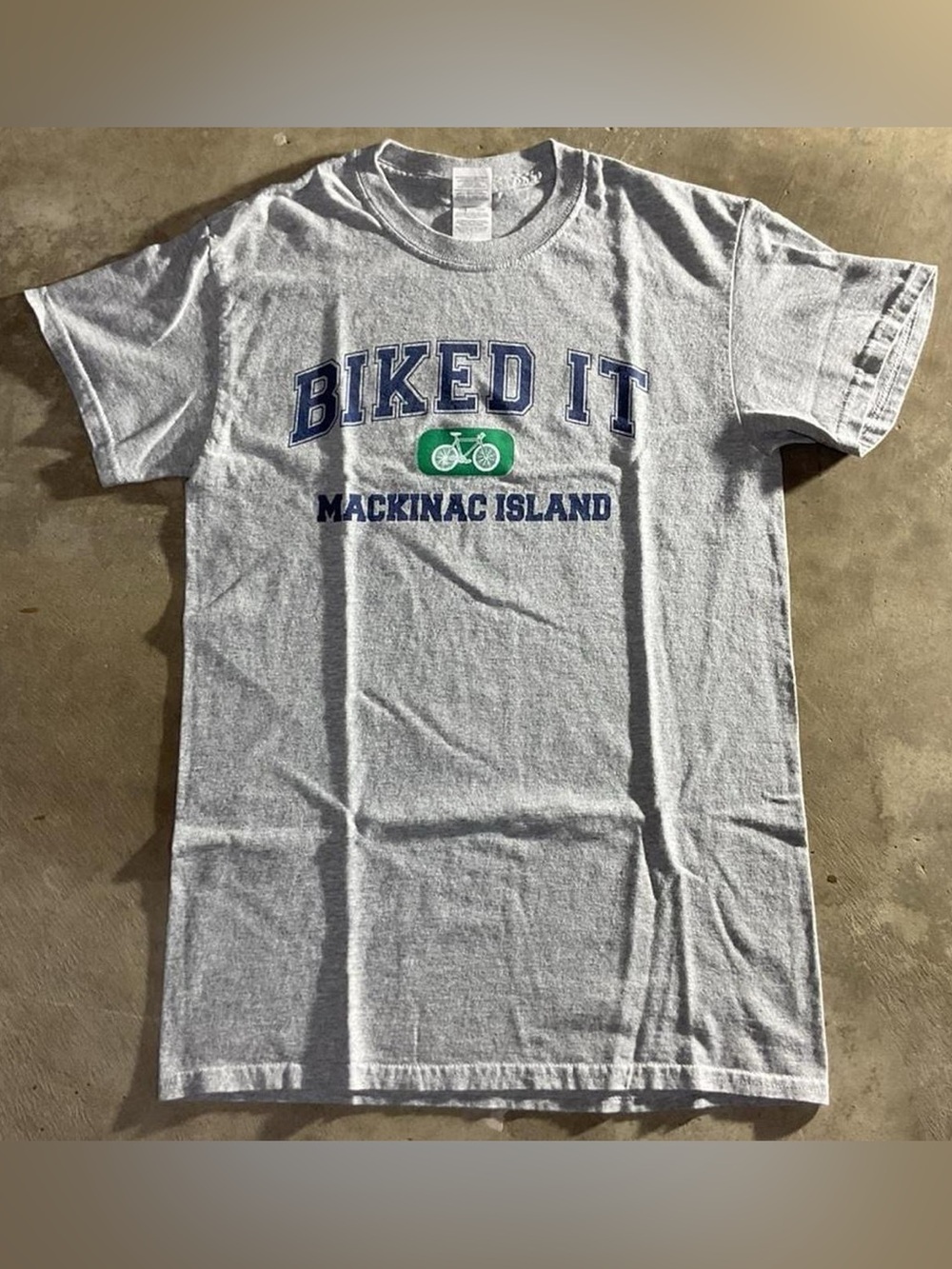Vintage Biked It Mackinac Island Gildan Grey Tee